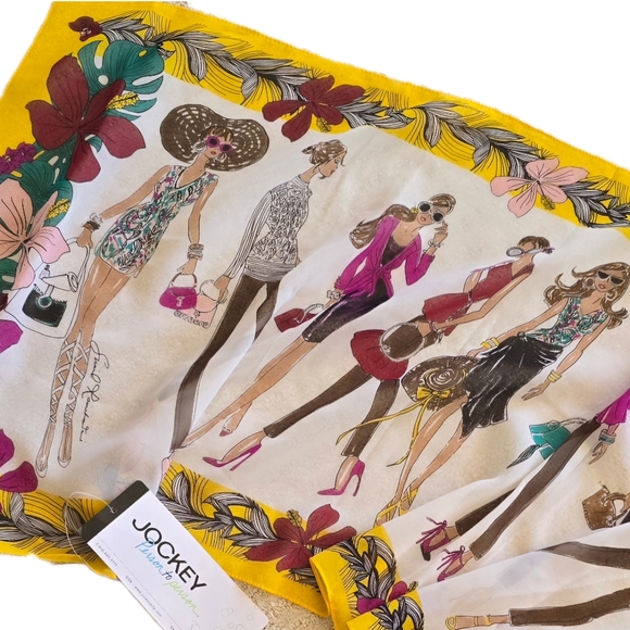 Playful JOCKEY Person to Person Fashionista Runway Sketches Sheer Oblong Scarf - Picture 4 of 5
